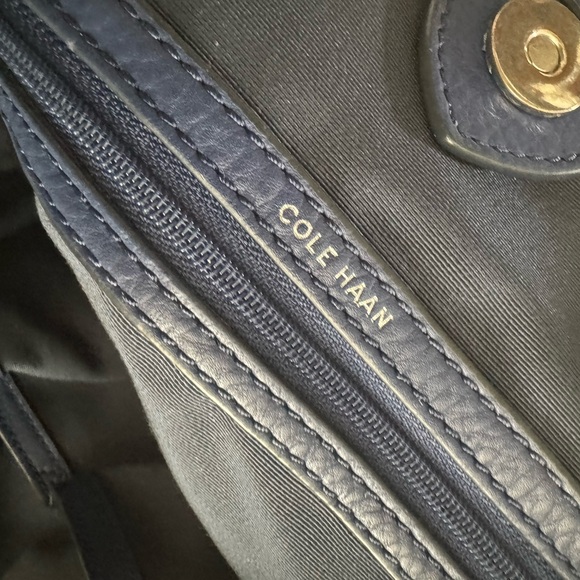 Cole Haan “Reiley” Large Summer Night Blue Leather Tote - Picture 6 of 7